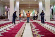 اجراء الإجراءات الاحترازية مسجد نمرة لاستقبال الحجاج