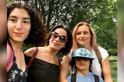 ظهور اولاد احمد الفيشاوي والظهور الاول لزوجته الالمانيه