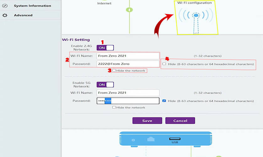 تغير باسورد الواي فاي راوتر Dn8245v-56 