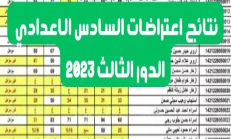 نتائج اعتراضات السادس الاعدادي الدور الثالث