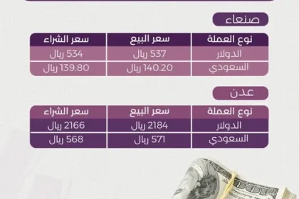 أسعار الصرف في اليمن 15-1-2025