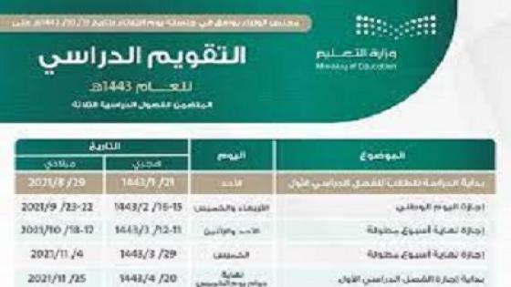 عطلة المدارس 1443 في السعودية للمدارس